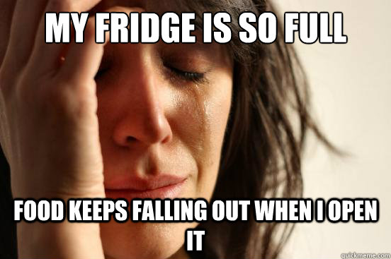 My fridge is so full food keeps falling out when I open it - My fridge is so full food keeps falling out when I open it  First World Problems