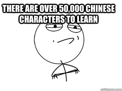 there are over 50,000 chinese characters to learn 挑战接受  Challenge Accepted