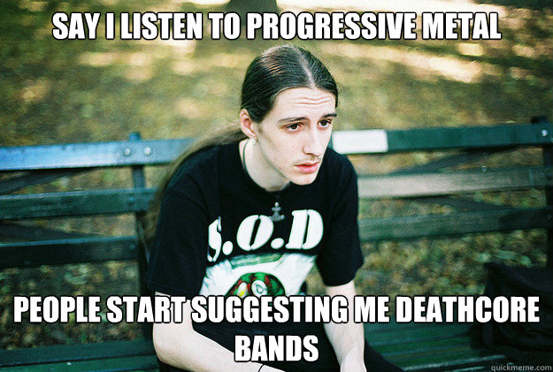 say i listen to progressive metal people start suggesting me deathcore bands  First World Metal Problems