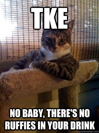 TKE No baby, there's no ruffies in your drink   The Most Interesting Cat in the World