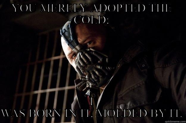 Being from New England, hearing people complain about working out outside. - YOU MERELY ADOPTED THE COLD; I WAS BORN IN IT, MOLDED BY IT. Angry Bane