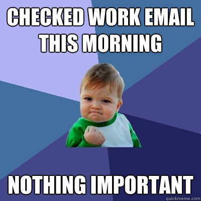 Checked work email this morning nothing important  Success Kid