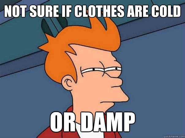 Not sure if clothes are cold or damp  Futurama Fry