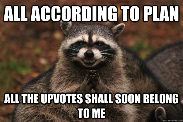 All according to plan All the upvotes shall soon belong to me - All according to plan All the upvotes shall soon belong to me  Evil Plotting Raccoon