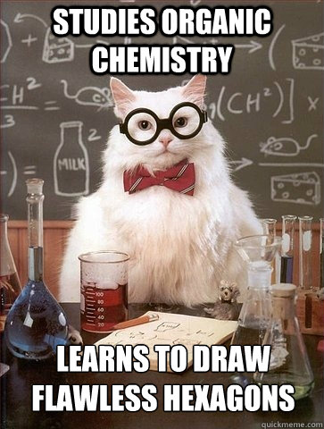 Studies Organic Chemistry Learns to draw FLAWLESS HEXAGONS - Studies Organic Chemistry Learns to draw FLAWLESS HEXAGONS  Chemistry Cat