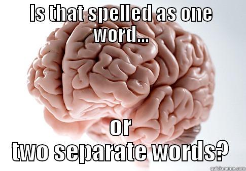 One word or two - IS THAT SPELLED AS ONE WORD... OR TWO SEPARATE WORDS? Scumbag Brain