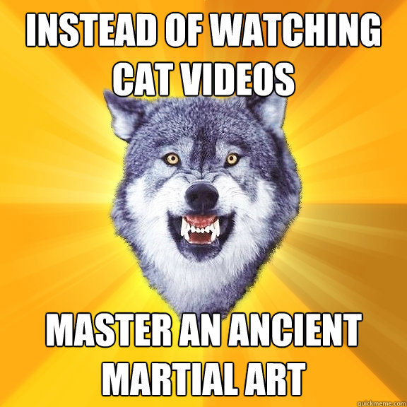 Instead of watching cat videos Master an ancient martial art  Courage Wolf