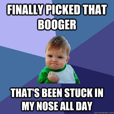 finally picked that booger that's been stuck in my nose all day  Success Kid