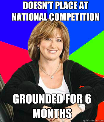 Doesn't place at national competition grounded for 6 months  Sheltering Suburban Mom