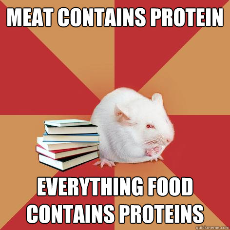 Meat contains protein everything food contains proteins - Meat contains protein everything food contains proteins  Science Major Mouse