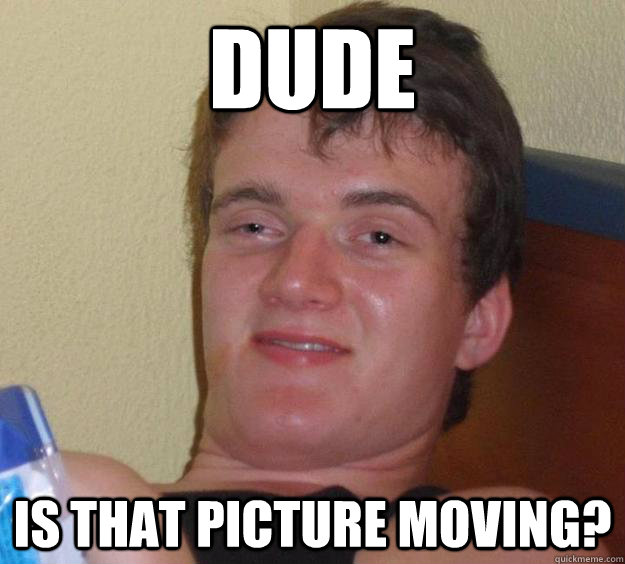 dude IS THAT PICTURE MOVING? - dude IS THAT PICTURE MOVING?  10 Guy