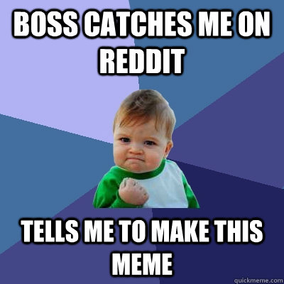 Boss catches me on reddit tells me to make this meme  Success Kid