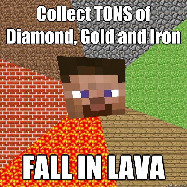 Collect TONS of Diamond, Gold and Iron FALL IN LAVA  Minecraft