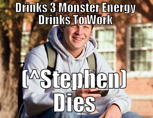 Drinks 3 Monster Energy Drinks To Study DIES - DRINKS 3 MONSTER ENERGY DRINKS TO WORK (^STEPHEN) DIES College Freshman