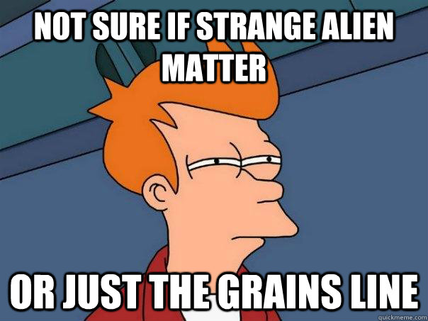 not sure if strange alien matter or just the grains line  Futurama Fry