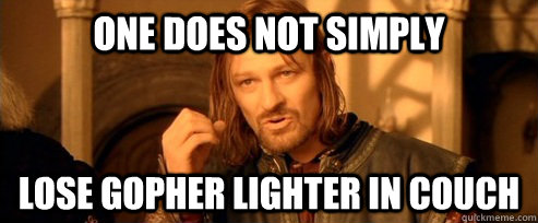 One does not simply Lose gopher lighter in couch  One Does Not Simply