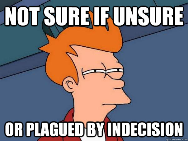 NOT SURE IF UNSURE OR PLAGUED BY INDECISION  Futurama Fry