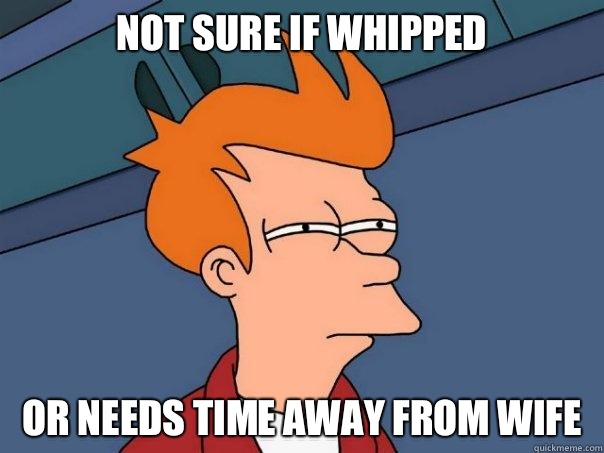 Not sure if whipped or needs time away from wife  Futurama Fry