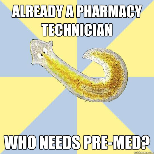 Already a pharmacy technician Who needs Pre-Med? - Already a pharmacy technician Who needs Pre-Med?  Bio Major Planarian