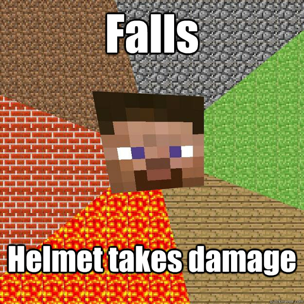 Falls Helmet takes damage  Minecraft