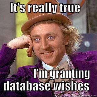     IT'S REALLY TRUE                         I'M GRANTING DATABASE WISHES  Creepy Wonka