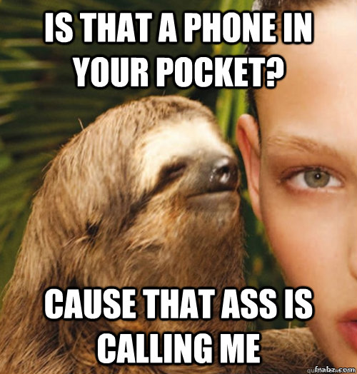 IS that a phone in your pocket? cause that ass is calling me  rape sloth