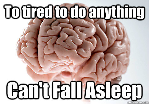 To tired to do anything  Can't Fall Asleep   Scumbag Brain