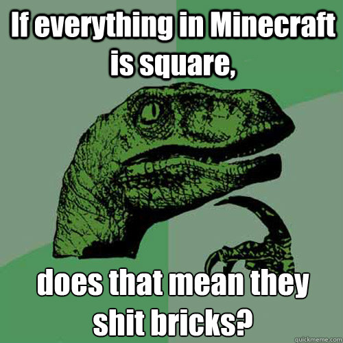 If everything in Minecraft is square, does that mean they shit bricks?  Philosoraptor