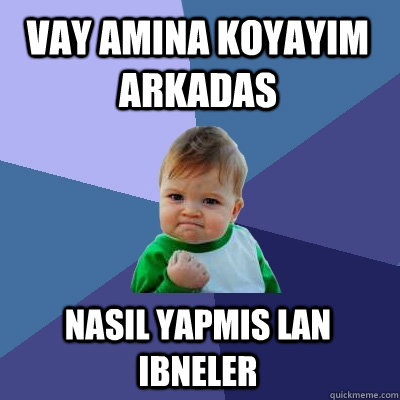 vay amına koyayım arkadas nasıl yapmıs lan ibneler  Success Kid