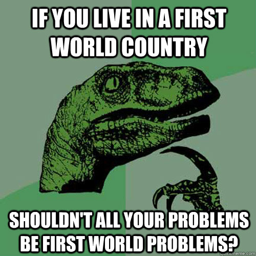 If you live in a first world country shouldn't all your problems be first world problems?  Philosoraptor