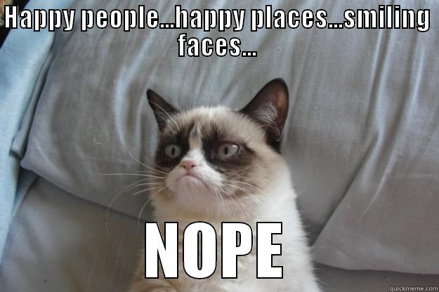 HAPPY PEOPLE...HAPPY PLACES...SMILING FACES... NOPE Grumpy Cat