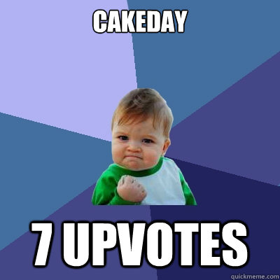 Cakeday 7 upvotes  Success Kid