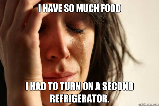 I Have so much food I had to turn on a second refrigerator.  First World Problems