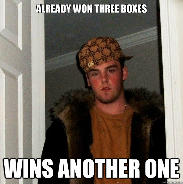 Already won three boxes Wins another one  Scumbag Steve