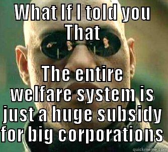 Corporatism is Capitalism - WHAT IF I TOLD YOU THAT THE ENTIRE WELFARE SYSTEM IS JUST A HUGE SUBSIDY FOR BIG CORPORATIONS Matrix Morpheus