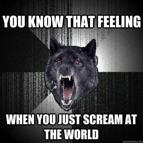 You know that feeling when you just scream at the world  Insanity Wolf