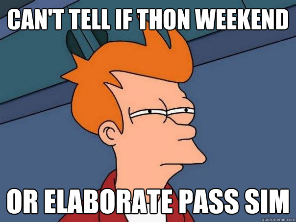 can't tell if thon weekend or elaborate pass sim - can't tell if thon weekend or elaborate pass sim  Futurama Fry