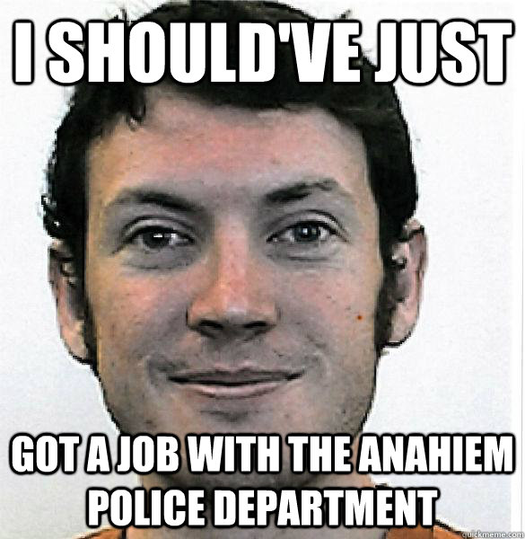 I should've just  got a job with the Anahiem police department  