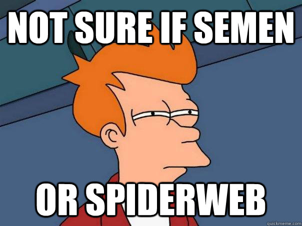 Not sure if semen or spiderweb  Futurama Fry