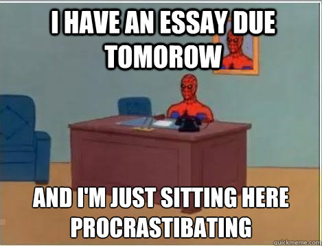 I have an essay due tomorow and I'm just sitting here procrastibating  Spiderman Desk