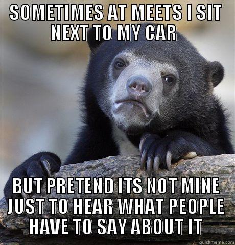 SOMETIMES AT MEETS I SIT NEXT TO MY CAR  BUT PRETEND ITS NOT MINE JUST TO HEAR WHAT PEOPLE HAVE TO SAY ABOUT IT Confession Bear