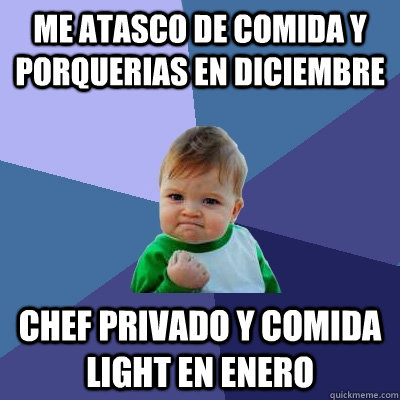 Me atasco de comida y porquerias en Diciembre Chef privado y comida light en Enero  Success Kid