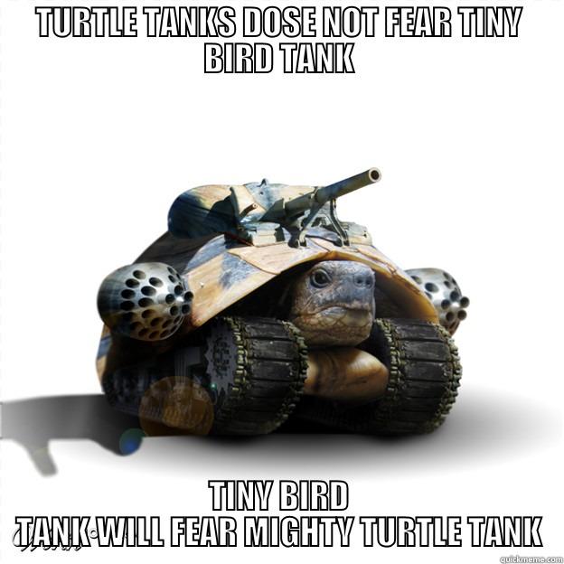 Turtle Tank Not afraid - TURTLE TANKS DOSE NOT FEAR TINY BIRD TANK TINY BIRD TANK WILL FEAR MIGHTY TURTLE TANK Misc