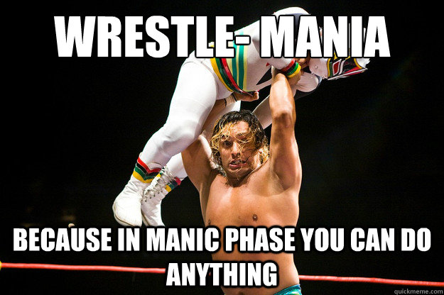 Wrestle- MANIA Because in manic phase you can do anything - Wrestle- MANIA Because in manic phase you can do anything  manic meme