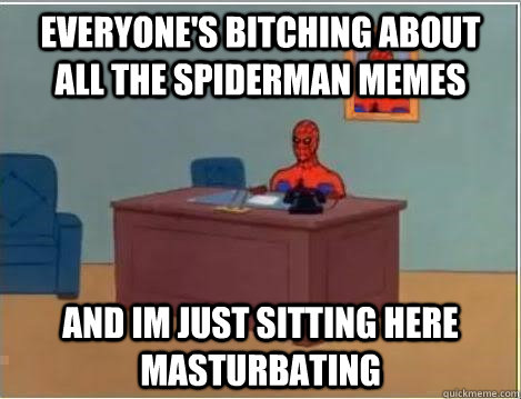 everyone's bitching about all the spiderman memes and im just sitting here masturbating  Spiderman Desk