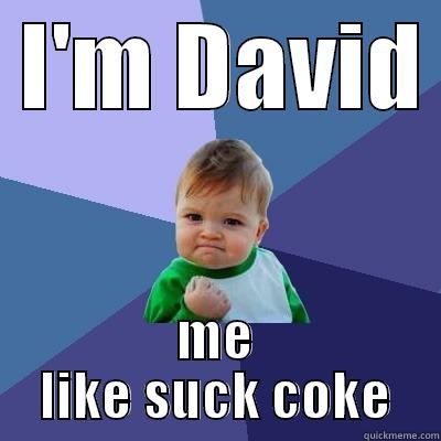 coke joke -  I'M DAVID  ME LIKE SUCK COKE Success Kid