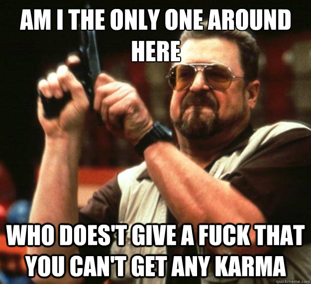 Am I the only one around here who does't give a fuck that you can't get any karma   Big Lebowski