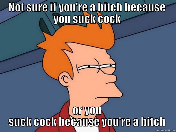 sucking bitch - NOT SURE IF YOU'RE A BITCH BECAUSE YOU SUCK COCK OR YOU SUCK COCK BECAUSE YOU'RE A BITCH Futurama Fry