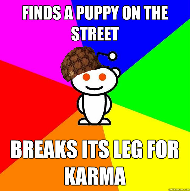 Finds a puppy on the street Breaks its leg for karma  Scumbag Redditor