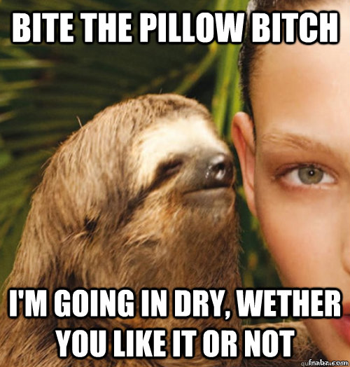 Bite the pillow bitch I'm going in dry, wether you like it or not  rape sloth